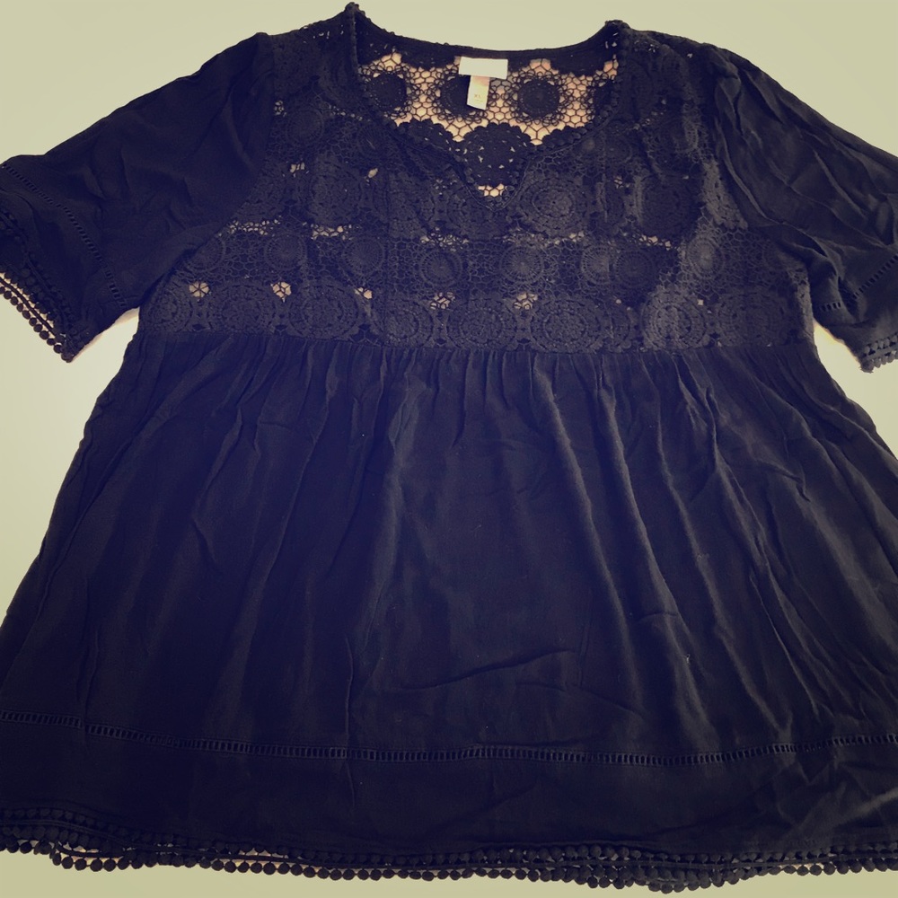 Knox Rose short-sleeve blouse with crochet - xl